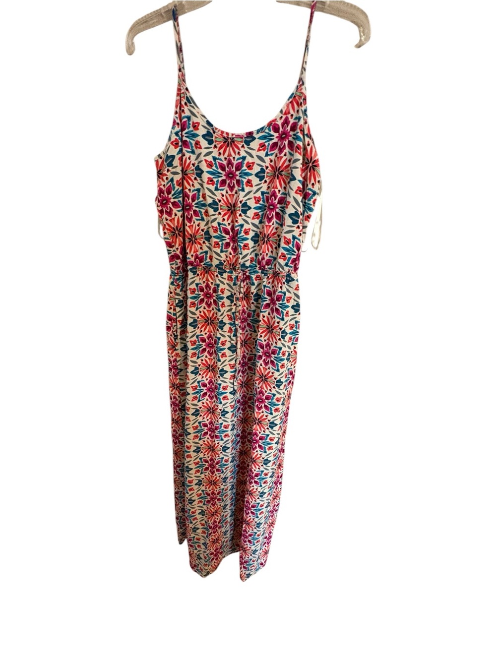 Gap Colorful Boho Floral Midi Dress Rayon Sleeveless Summer Dress Medium